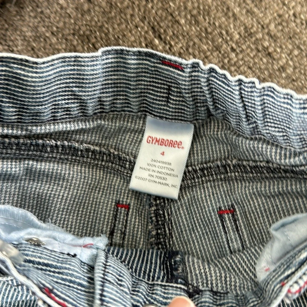 Gymboree Kids Size 4 Blue Railroad Stripe Denim Flare Pants Jeans